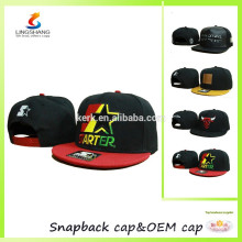 Boné de beisebol preto, chapéu plano com velcro chapéus snapback personalizado ajustável